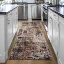 Runner Rug for Kitchen Coffee Hallways Runner Rug Non Slip 2'6''x8' Washable Brown Long Runner Rugs with Rubber Backing Soft Abstract Carpet Runner for Entryway, Kitchen, Bedroom, Bathroom