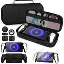 4 in 1 Accessories Set Compatible with Playstation Portal, EVA Hard Carrying Case for PS5 Portal, Silicone Protective Cover,2 Pcs Screen Protector,10 Thumb Grip Caps, Ps Portal Accessories Black