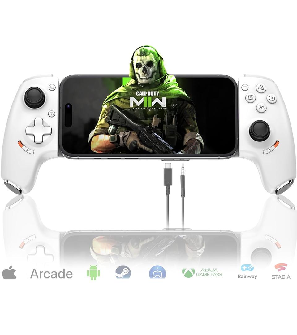 Mobile Gaming Controller for Android and iPhone 17/16/15 Series (USB-C) PS Remote Player Gamepad for PS5/PS4/Xbox/PC with Hall Joysticks/Hall Trigger/3.5mm Audio Jack/Cloud Gaming Controller, Plug & Play (White)
