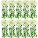 Yuxung 10 Pack Artificial Hanging Flowers Fake Hanging Plants Violet Ivy Fake Hanging Plant for Wall Home Patio Room Garden Wedding Indoor Outdoor Fall Decoration (White)