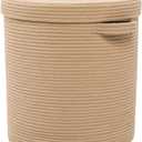 16" x 16" x 18" Extra Large Storage Basket with Lid, Cotton Rope Storage Baskets, Laundry Hamper, Cloth Bin, for Clothes Towels Blankets Pillows Storage in Living Room, Full Beige with Cover