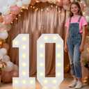 Pooqla 2.4FT Light Up Numbers for 10 Year Old Girl Boy Gifts, Marquee Numbers 2.4 Feet Tall Party Decor for Her Him, Mosaic Big Sign for 10th Birthday Decoration Backdrop, Warm White Large Number 10