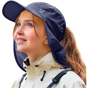 TOP-EX L/ XL Womens Sun Hat UV Protection Waterproof Baseball Cap with Neck Flap Ponytail Hole SPF 50 Summer Gardening Hat Outdoor Fishing Hiking Packable Navy Blue Small