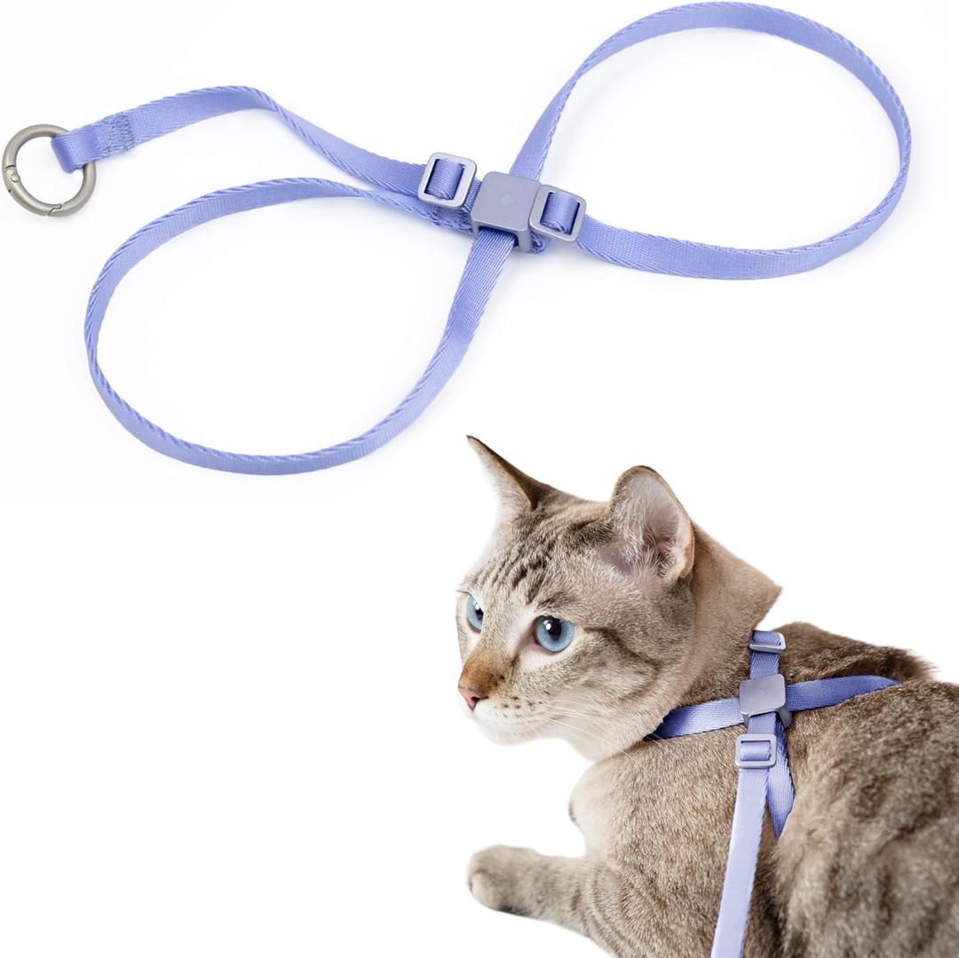 Cat Harness, IDA Awarding, Escape-Proof Anti-Choking Harness Nylon & Lightweight Anodized Aluminum Training Harness Adjustable for Cats Outdoor Walking (Armor Blue, M (35.4 inch))