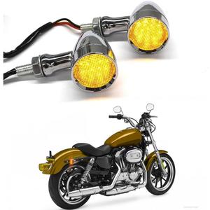DREAMIZER LED Turn Signals Front Rear 15 LED Motorcycle Lights Super Bright Bulbs Compatible With Harley Honda Yamaha Suzuki and More (Chrome-Amber light)