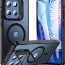Magnetic for Moto G Stylus 5G 2025 Case with Screen Protector, Built-in Camera Stand Phone Case Shockproof Protective Translucent Matte Cover for Motorola Moto G Stylus 5G 2025 Case (Black)
