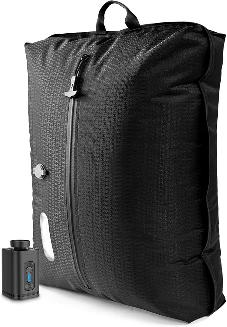 Travel Vacuum Bags with PumpElectric Wireless Air Pump, Double Layer Vacuum Bags for Travel, travel vacuum bags for luggage with IP67 Waterproof (1PC+Pump)