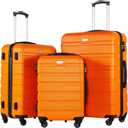 Coolife Luggage 3 Piece Set Suitcase Spinner Hardshell Lightweight TSA Lock (orange) (20in24in28in)