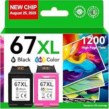 67XL HP Printer Ink for HP Ink 67 Replacement for HP 67 Ink Cartridges Black/Color Combo Pack HP67 DeskJet 2755e 2855e 2700 2800e 2700e 4255e 4155e Envy 6055e 6000 6455e 6400 Printer Ink HP 67 XL