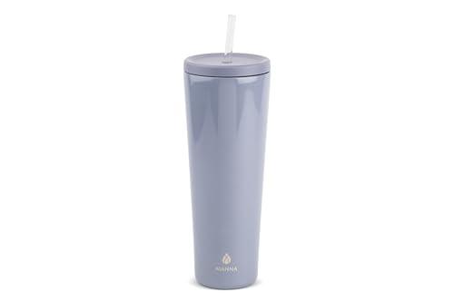 Manna Ranger Double-wall Insulated Stainless Steel Tumbler with Leak-proof Smart Seal Lid and Reusable Tritan Straw - 40 Oz - Purple Shimmer