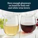 Libbey Stackable Stemless Wine Glasses Set of 6, Tapered Bulb Shaped All Purpose Wine Glass Set, Dishwasher Safe Glass Wine Glasses, Cocktail