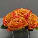 Fule Artificial Velvet Rose Flower Centerpiece Arrangement in vase for Home Wedding Decoration (Orange)