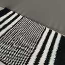 Tindbea Bathroom Rugs Set 2 Piece, Extra Soft and Absorbent Fluffy Striped Chenille Bath Mat Rug Set, Non Slip Bathroom Floor Mat, Machine Washable (20" x 32" Plus 16" x 24", Black)