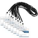 25 Sets ID Badge Holder with Lanyard, Soft and Durable Black Lanyards for ID Badges with ID Holder, Horizontal Badge Holder with Swivel Hook Lanyard for Student Teacher Volunteer Employee