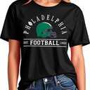 FAYALEQ Football Shirts for Women, Game Day Tshirt Football Outfits Sports Team Fan Gift Tee Shirt (Black, L)