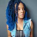 Umylar Pre-twisted Passion Twist Crochet Hair 14 Inch 8 Packs Pre-looped Passion Twists Crochet Hair Short Passion Twist Bohemian Braids Synthetic Hair Extension (14 Inch (Pack of 8), 1B/Blue#)