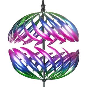 MUMTOP Wind Spinner 360 Degrees Double Steel Metal Wind Sculpture Ball Spinners for Decorating Your Patio, Lawn & Garden (Purple)
