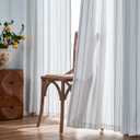 jinchan White Curtains Blue Striped Curtains 96 Inch Length for Living Room Bedroom Window Treatment Modern Linen Look Ticking Stripe Pinstripe Privacy Light Filtering Back Tab Rod Pocket 2 Panels