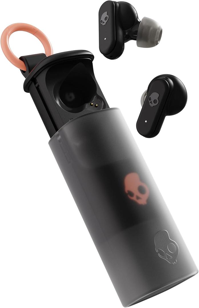 Skullcandy Dime Evo Wireless Earbuds, Bluetooth Headphones, Noise Isolating Fit, Up to 36 Hours Battery, Microphone for iPhone Android, Easy Carry with Clip-Anywhere Case - True Black