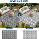 Garvee Outdoor Rugs 9x12 Waterproof Reversible Mat Boho Leaf Patio Rug with 4 Stakes and Starage Bag, Large Outdoor RV Mat Rugs for Camping, Picnic, Balcony, Deck, Backyard, Grey & White