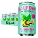 HALFDAY Prebiotic Green Tea with Honey & Ginseng, Supports Digestive & Gut Health, 6g Plant Fiber, Low Sugar, 30 Calories, Natural Caffeine, Gluten Free, 12 fl oz (12 pack) Packaging May Vary