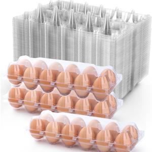 48 Pack Egg Cartons Cheap Bulk 12 Count, 1 Dozen Clear Empty Chicken Egg Cartons for Chicken Eggs, Plastic Egg Holder Egg Container for Family, Chicken Farm and Markets - Medium Reusable Egg Carton