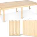 Boho Wooden Low Picnic Table, Portable Foldable Beach Picnic Table for 6-8 People to Beach, BBQ, Camping, Party, Garden, Outdoor, Indoor (47" x 23")