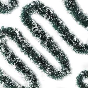 50Ft Christmas Tinsel Garland - Shiny Metallic Twist Decor for Christmas Tree Home Stairs Railing Front Door Mantle Fireplace Indoor Outdoor Holiday Party (Green White)