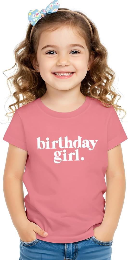 Birthday Girl Shirt Outfit Year Old Kids for Toddler 1st 2nd 3rd 4th 5th 6th 7th (Pink)