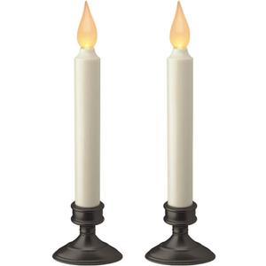 Xodus Innovations FPC1205A-2 Battery Operated LED Window Candle, Dusk to Dawn Light Sensor, Aged Bronze Plastic Base, Amber Flicker Flame, 8-7/8 Inch