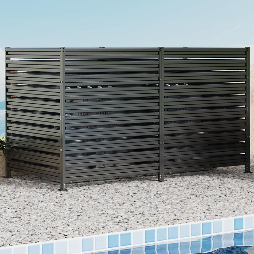42" H x 38" W (3 Panels) Air Conditioner Fence, Metal Privacy Fence Panels for Outside, AC Unit Fencing, Trash Can Fencing, Pool Equipment Enclosure, Outdoor Privacy Wall for Outside, Patio, Black