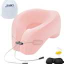 jiaao Neck Pillow Airplane, 2025 Upgraded Memory Foam Travel Pillow for International Flights, Adjustable Clasp, Storage Bag, Advanced Neck Support for Road Trips, Home, Office, and Gaming