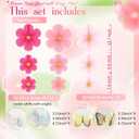 9 Pcs Pink Paper Ornaments: Fan Flowers with 3D Butterflies | Hanging Wall Decor for Women‘s Birthday Party, Bridal Shower, Wedding, Classroom Decoration