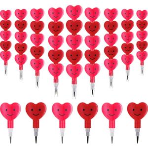 Zonon 36 Pcs Valentine's Day Pencils Bulk Plastic Stacking Heart Pencils Cute Smile Face Pens for Valentine's Day Gifts Rewards Goodie Bag Stuffers Party Favors (Red and Pink)