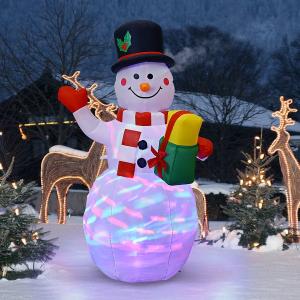 5 FT Tall Snowman Inflatable Blow up Inflatable w/Built-in Colorful