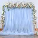 Baby Blue Tulle Backdrop Curtain for Parties Baby Shower Boys 108ft Light Blue Sheer Backdrop Curtains Drapes for Birthday Party Bridal Shower Wedding Photo Shoot Background 2 Panels 5ft X 8 ft