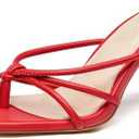 LAICIGO Women’s Square Open Toe Flip Flops Stiletto Heels Strappy Thong Slide on Slingback Mules Sandals Size 6.5