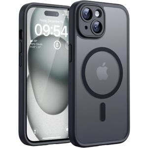 TOCOL for Phone 15 Plus Case, Compatible with Magsafe Charger, Full Camera Protection, Drop Protection, Translucent Matte Phone Case for iPhone 15 Plus 6.7 inch (Black)