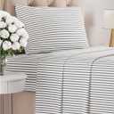 Twin Size 3 Piece Sheet Set - Comfy Breathable & Cooling Bed Sheets Set - Hotel Luxury Bedding for Women, Men, Kids, Teens, Boys & Girls - Deep Pockets, Soft, Wrinkle Free - Oeko-Tex - Grey Stripes 2