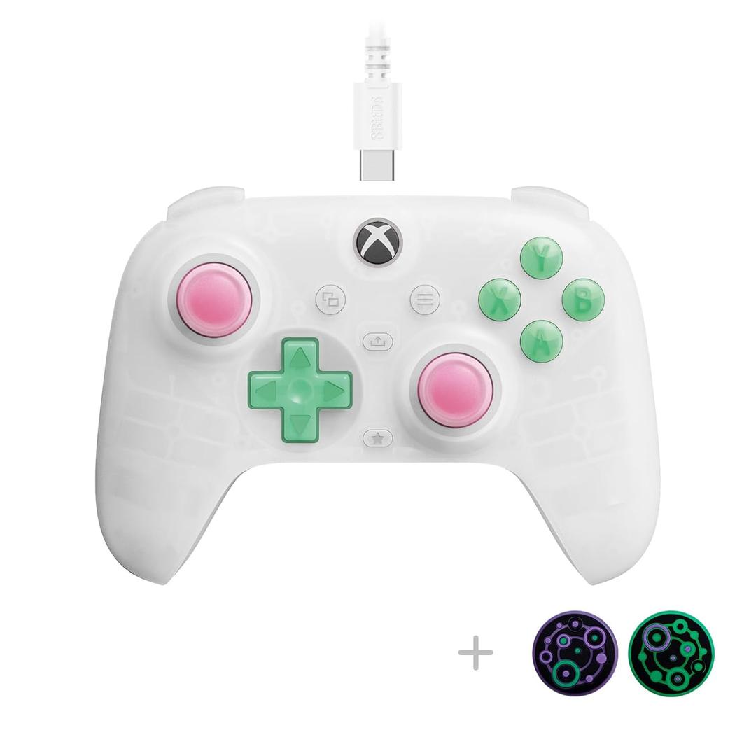 8Bitdo Ultimate Mini Wired Controller with RGB Lighting Fire Ring, Hall Effect Joysticks and Triggers, for Xbox Series X|S, Xbox One, Windows 10/11  Officially Licensed (Translucent White)