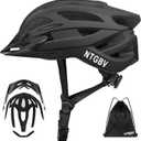 Adult Bike Helmet for Men/Women with Helmet Bag 2 Removable Moisture-Wicking Liners & Visors Lightweight Shockproof Adjustable CPSC/ASTM Safety Certified for Road/Commute/MTB (Matte Black)