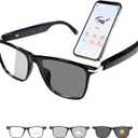 AI Smart Glasses with Chat GPT, Support 160+ Languages, Real-Time Translation via APP, Bluetooth Glasses for Men Women, Photochromic Lenses, Translation Glasses for Travel Meeting Trade (M01-AI-Black)