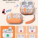 TATOFY for AirPod Pro 3 Case (2025) with Phone Stand Lanyard Lock Cleaning Kit, Compatible with Magsafe, Flowers Hard AirPods Pro 3rd Generation Cover for Women (Orange, AirPods Pro 3)