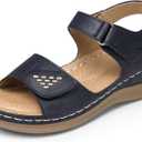 SWQZVT Flat Sandals for Women Dressy: Comfortable Summer Walking Sandal - Black Size 8 Slip On Velcro Sandals