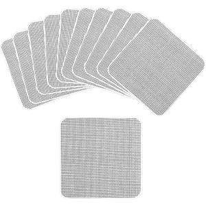 10pcs Window Screen Repair Patches, 4x4 Inch Strong Self Adhesive Screen Window Mesh Repair Kit Window Mesh Repair Tape for Repairing Screen Porch Doors Tents Nets