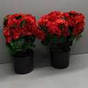 18" Artificial Geraniums Topiary - 2 Set for Front Porch Decor,Faux Silk Flowers Bushes UV Resistant Potted Plants for Outdoor Indoor Door Offices Garden Farmhouse Home Decor (Red)