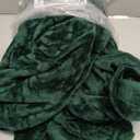 King Size Flannel Fleece Blanket, 90"x104" Soft Jacquard Weave Leaves Pattern Velvet Plush Bed Blanket, Forest Green