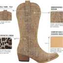 HISEA Rollda Cowboy Boots for Women, Cowgirl Boots, Comfortable Western Boots with Pointed Toe Stitched Embroidery for Country Concert Dancing Wedding Traveling Daily Outfits (Brown)
