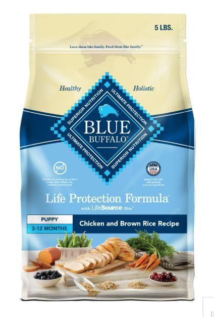 Blue Buffalo Chicken & Brown Rice Puppy Dry Food, Natural, 5 LB (Pack of 3) BB Date 06/13/2026