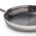 T-fal HybridMesh Tri-Ply Stainless Steel Fry Pan 12 Inch, Induction Oven Safe 500F, Metal Utensil Safe, Ideal For Searing, Cookware, Dishwasher Safe Pots and Pans, Needs Pre-Heating, Silver/Black